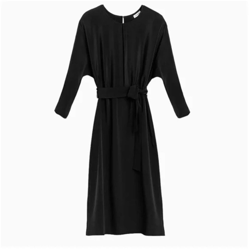 Cuyana 100% Silk Sheath Dress - Black - Medium